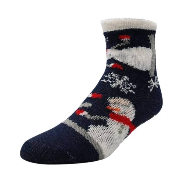 Yaktrax Kid’s ‘Snowman’ Cabin Socks, Maritime Blue (3.5-10 UK / 28-36 EU) - Balega